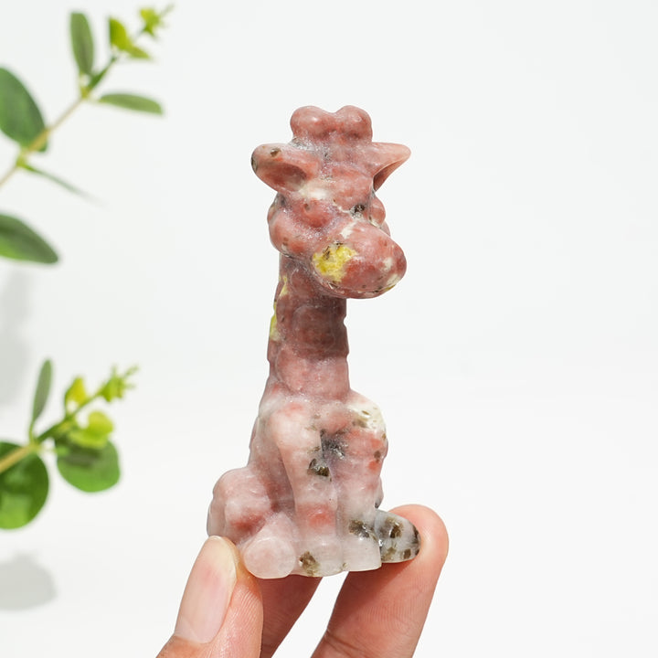 Natural Crystal Sweet Seated Giraffe Mini Carving