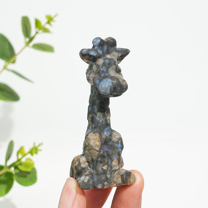 Natural Crystal Sweet Seated Giraffe Mini Carving