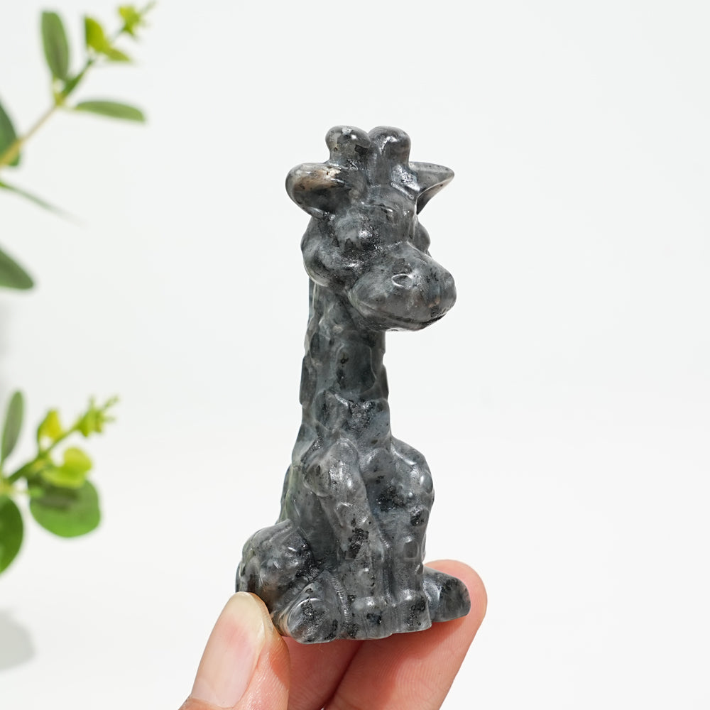 Natural Crystal Sweet Seated Giraffe Mini Carving