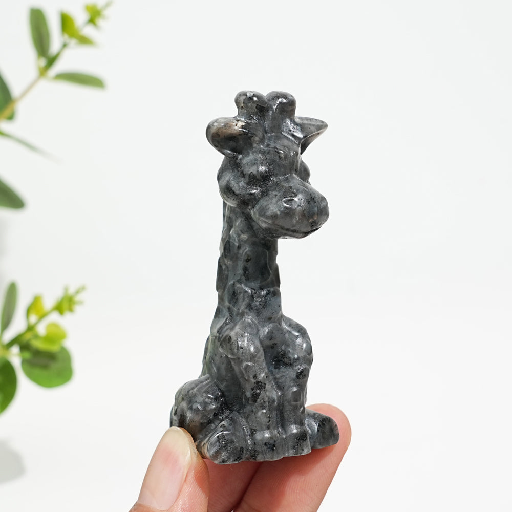 Natural Crystal Sweet Seated Giraffe Mini Carving