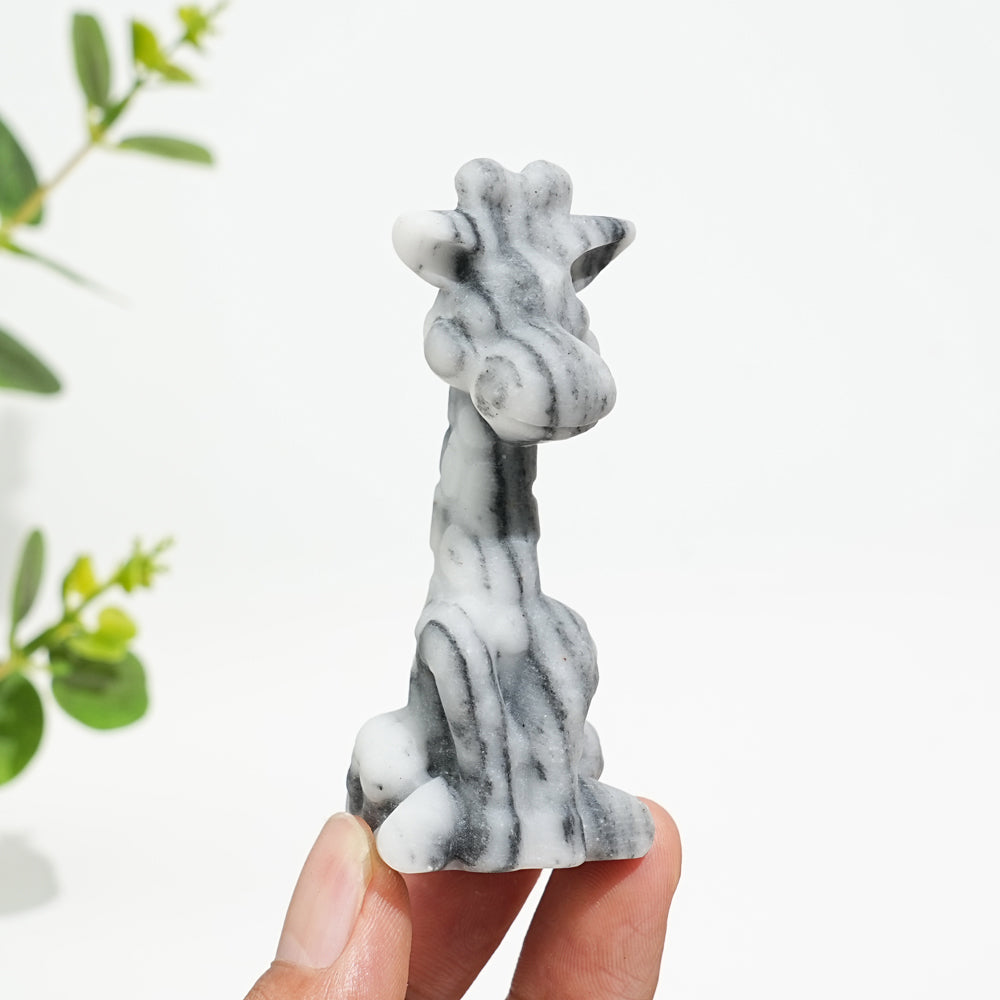 Natural Crystal Sweet Seated Giraffe Mini Carving