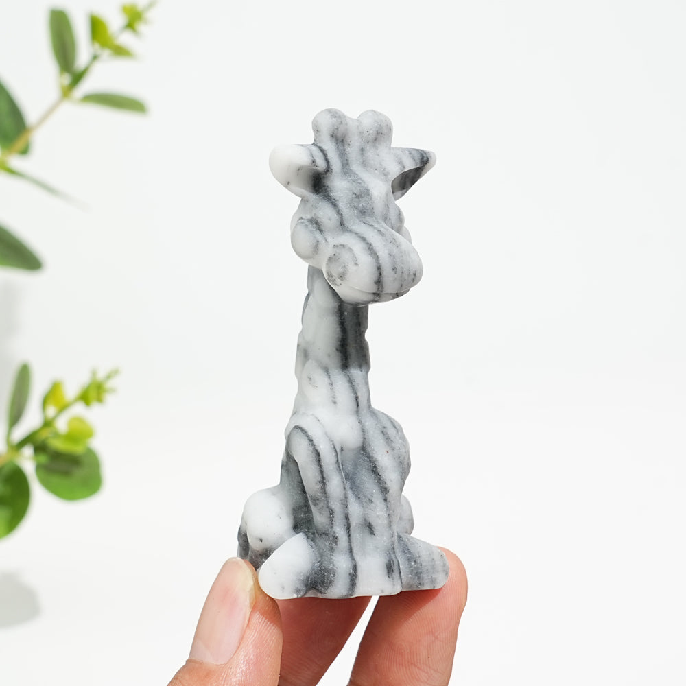 Natural Crystal Sweet Seated Giraffe Mini Carving