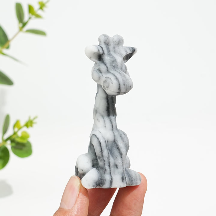 Natural Crystal Sweet Seated Giraffe Mini Carving