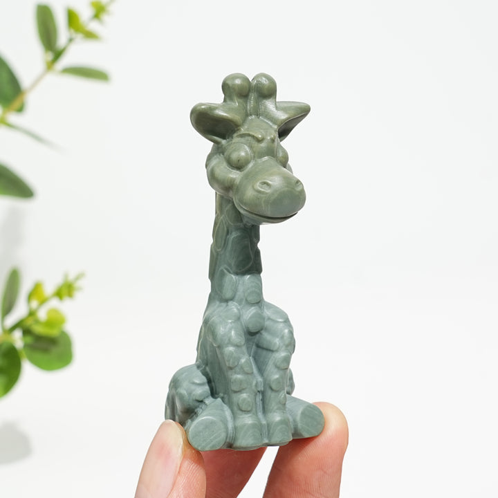 Natural Crystal Sweet Seated Giraffe Mini Carving