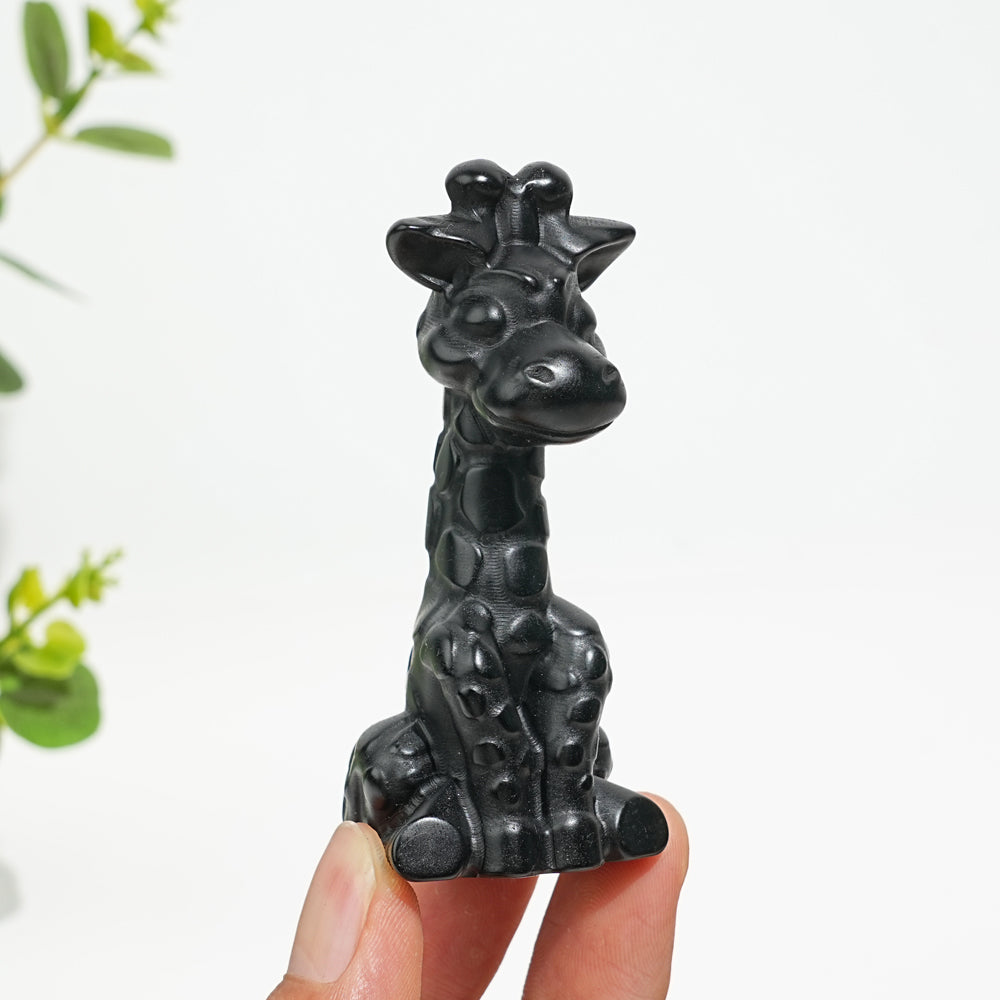 Natural Crystal Sweet Seated Giraffe Mini Carving