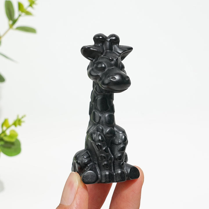 Natural Crystal Sweet Seated Giraffe Mini Carving