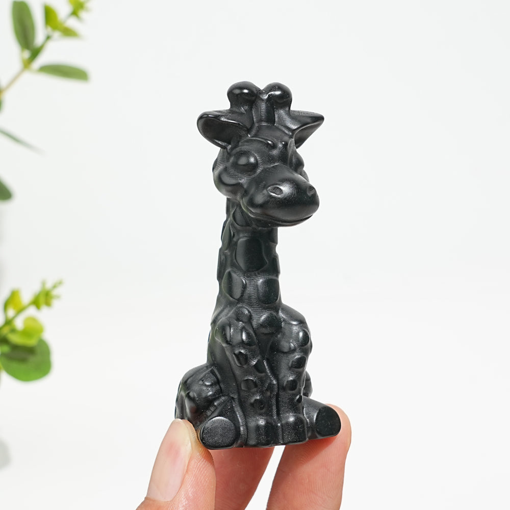 Natural Crystal Sweet Seated Giraffe Mini Carving