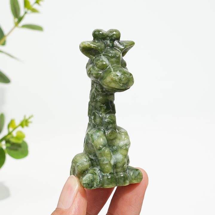 Natural Crystal Sweet Seated Giraffe Mini Carving