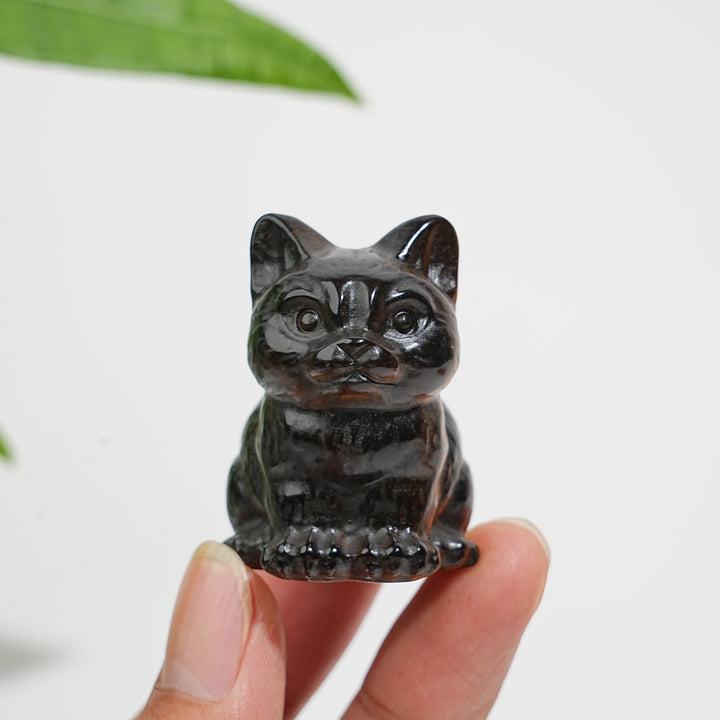 Natural Crystal Carved Tiger Eye Sitting Cat