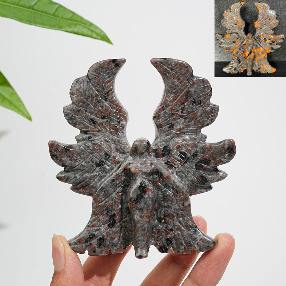 Natural Crystal Serene Six-Winged Angel Carving