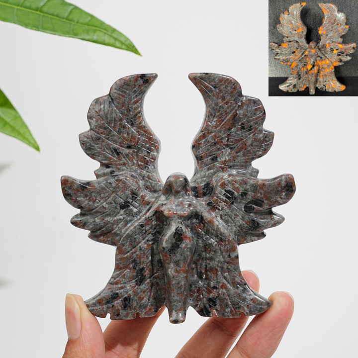 Natural Crystal Serene Six-Winged Angel Carving