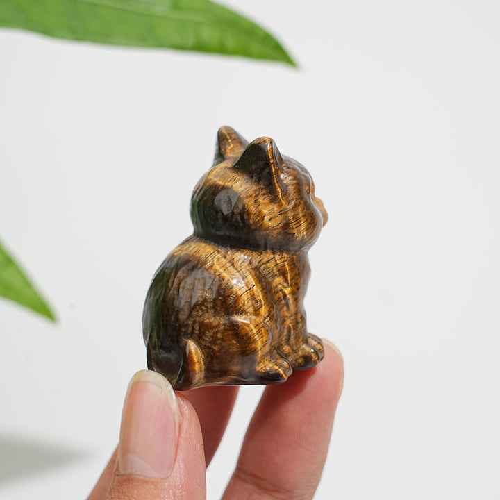 Natural Crystal Carved Tiger Eye Sitting Cat