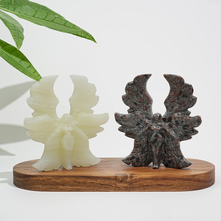 Natural Crystal Serene Six-Winged Angel Carving