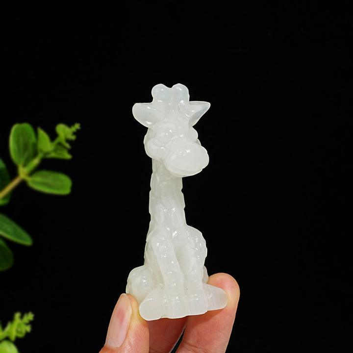 Natural Crystal Sweet Seated Giraffe Mini Carving