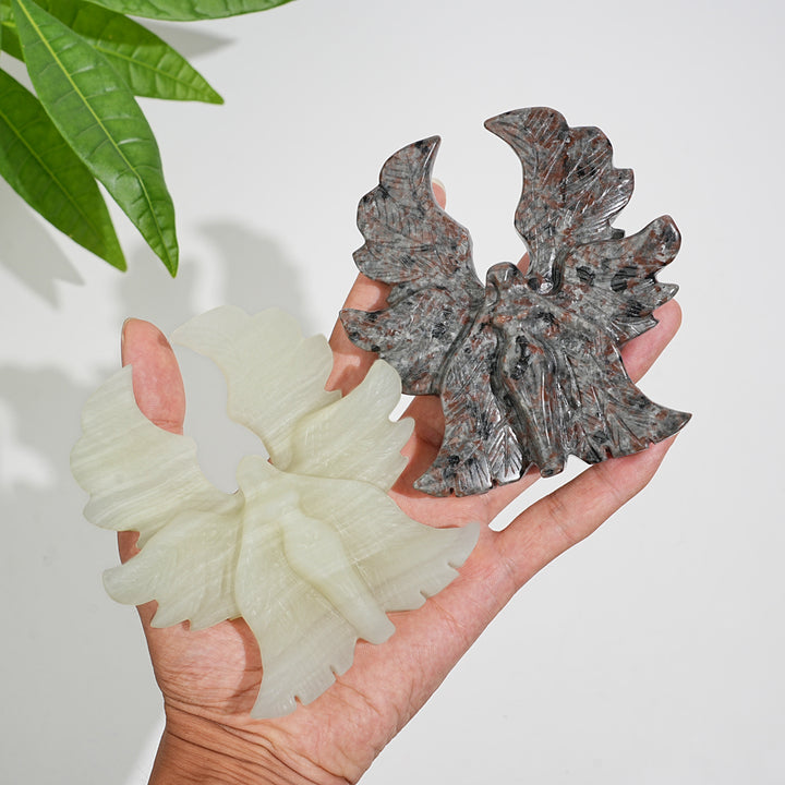 Natural Crystal Serene Six-Winged Angel Carving