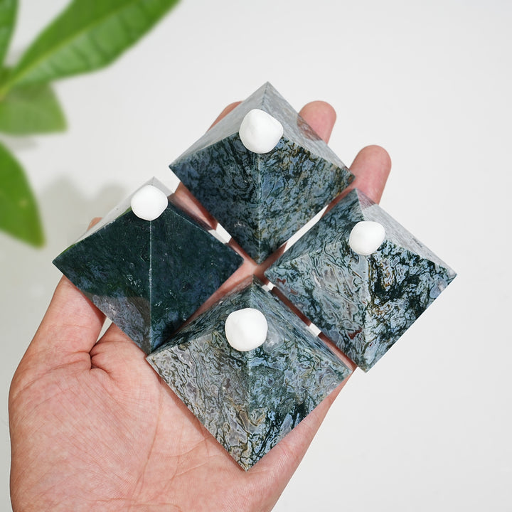 Natural Crystal Moss Agate Pyramid