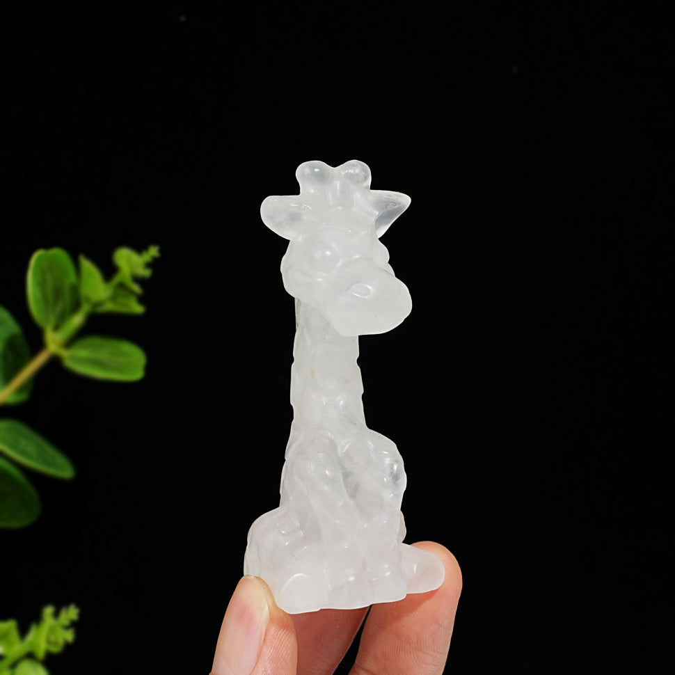 Natural Crystal Sweet Seated Giraffe Mini Carving