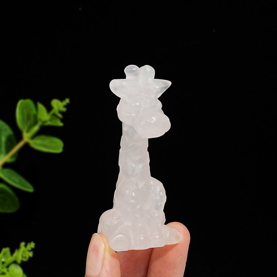 Natural Crystal Sweet Seated Giraffe Mini Carving