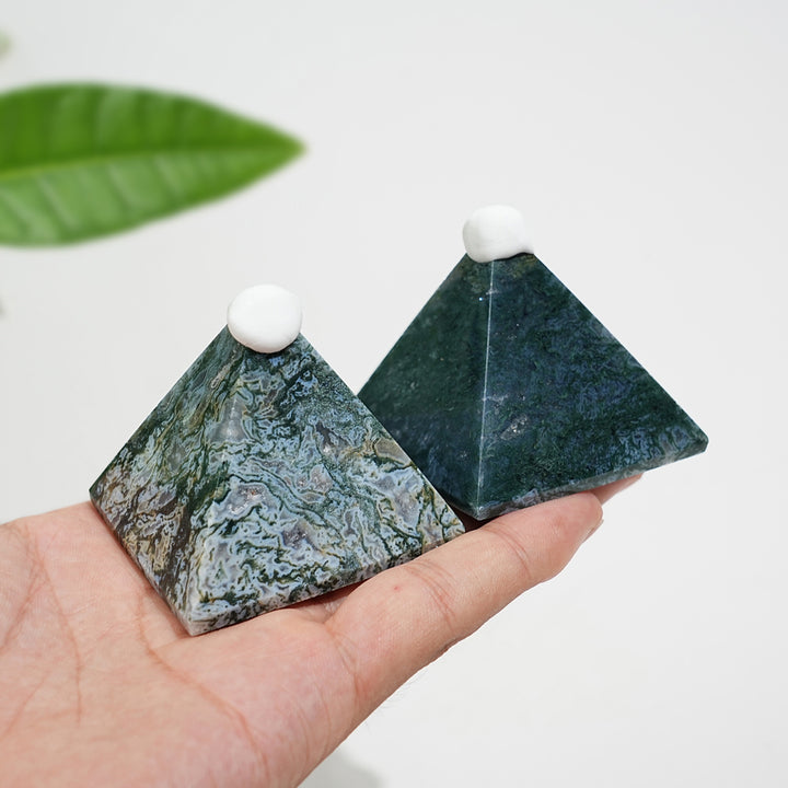 Natural Crystal Moss Agate Pyramid