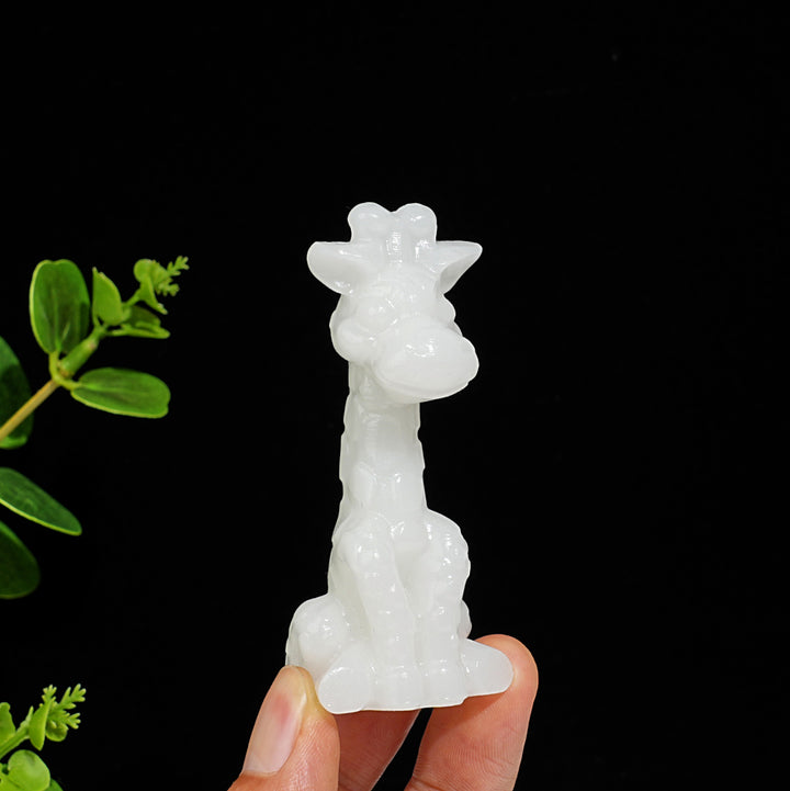 Natural Crystal Sweet Seated Giraffe Mini Carving