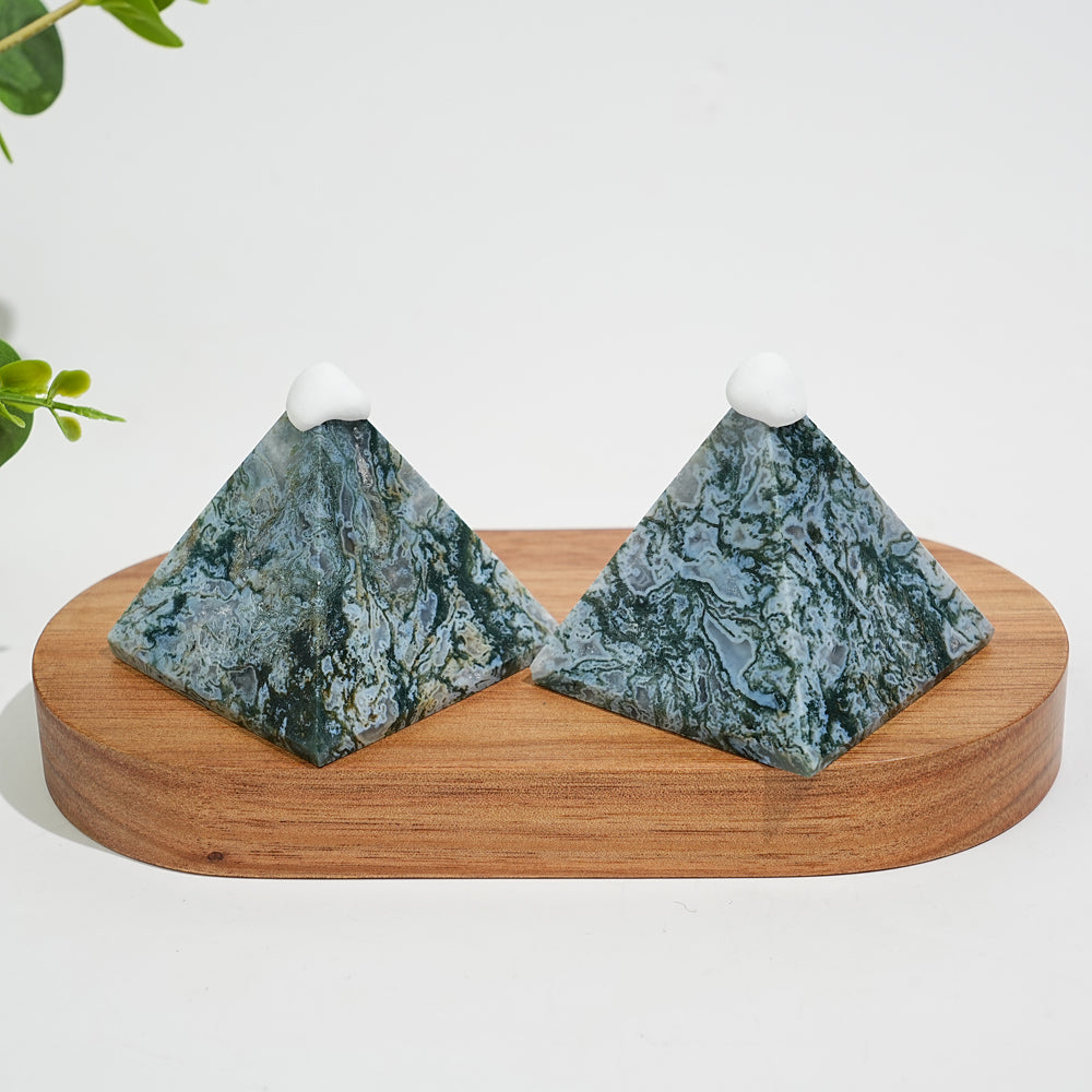Natural Crystal Moss Agate Pyramid