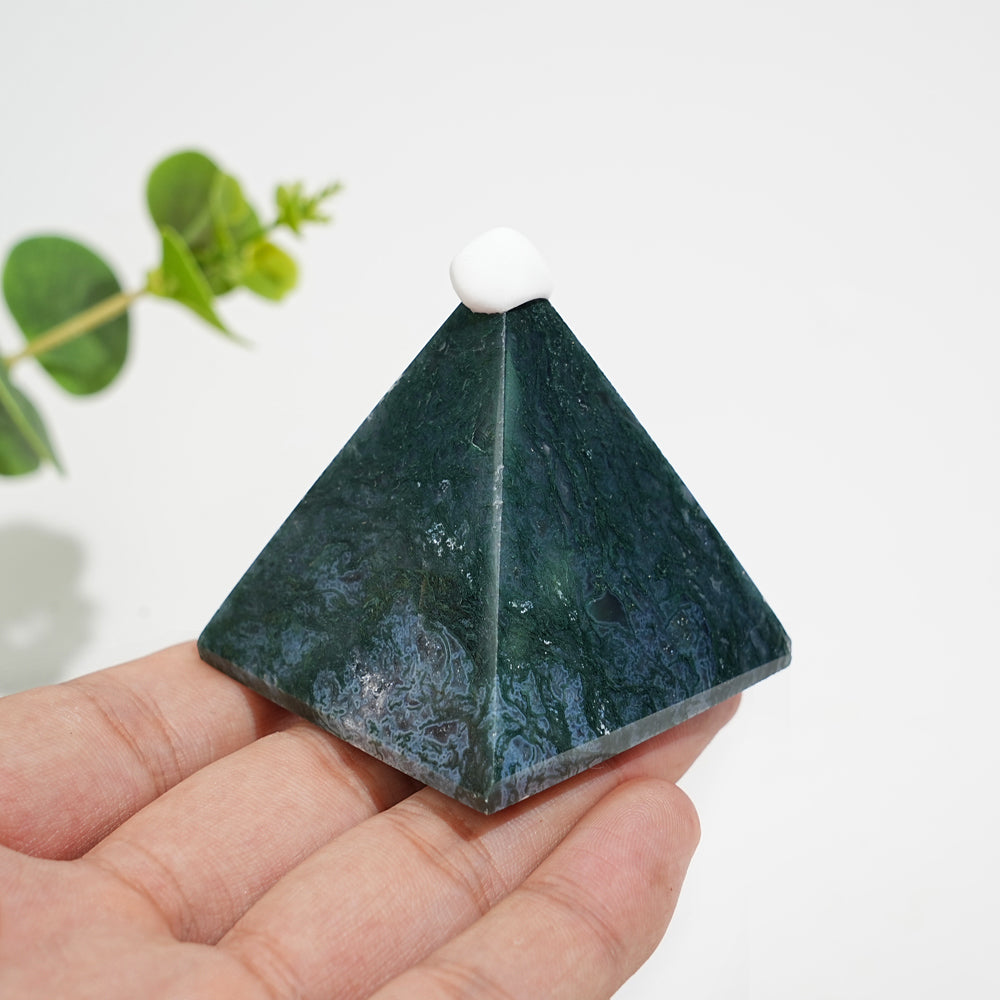 Natural Crystal Moss Agate Pyramid