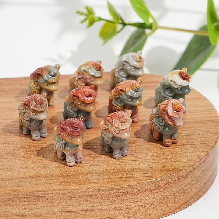 Natural Crystal Carving Alashan Agate Standing Unicorn