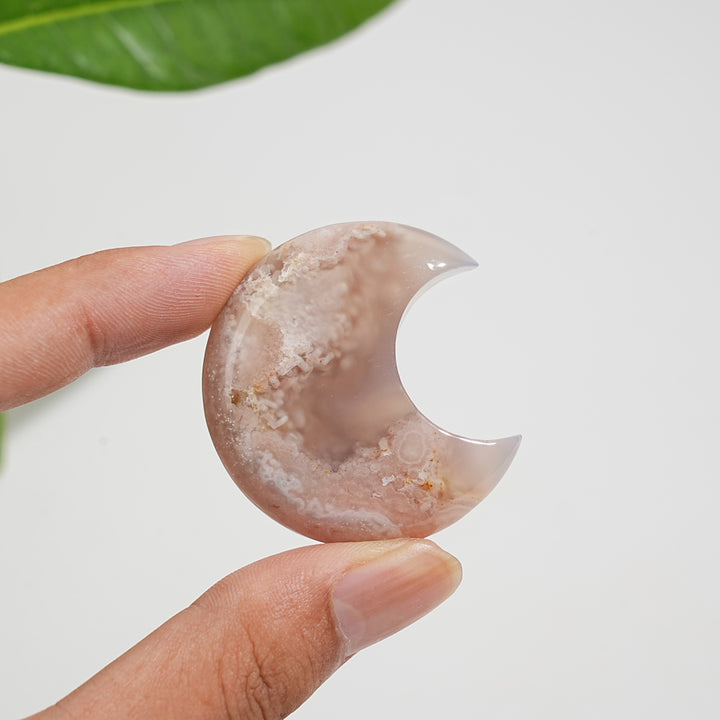Natural Crystal Carving Flower Agate Moon