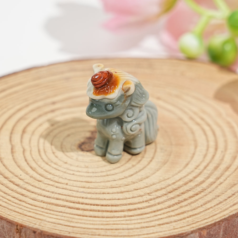 Natural Crystal Carving Alashan Agate Standing Unicorn
