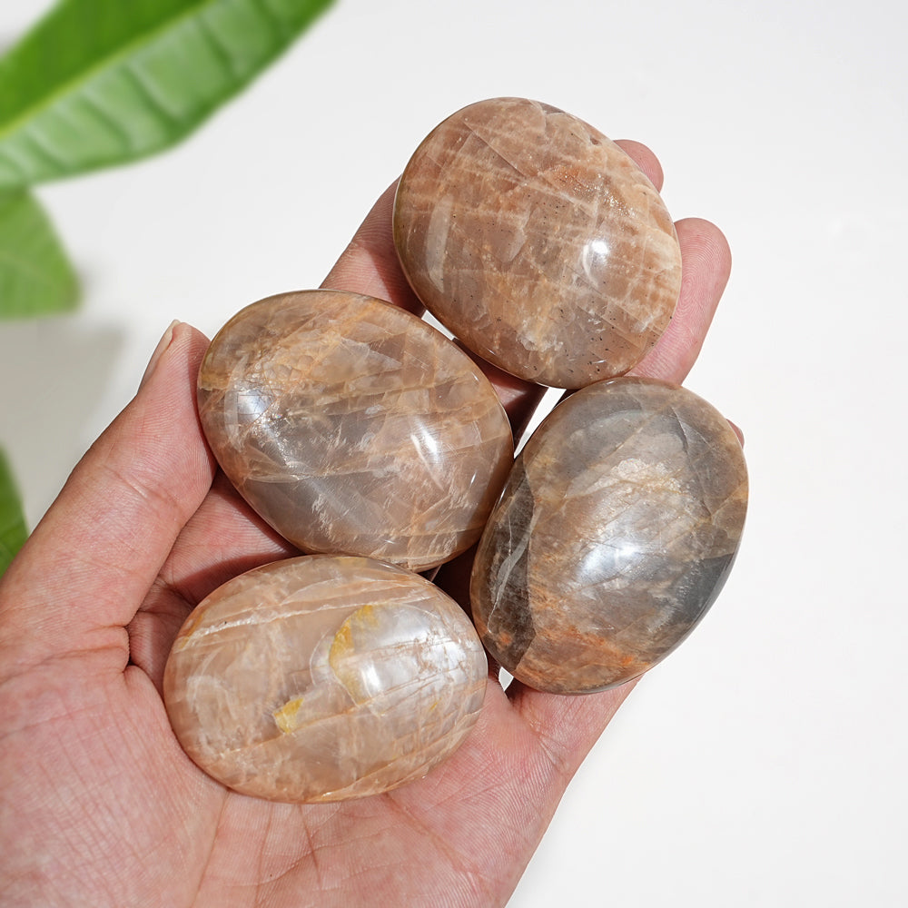 Natural Crystal Peach Moonstone Palm Stone