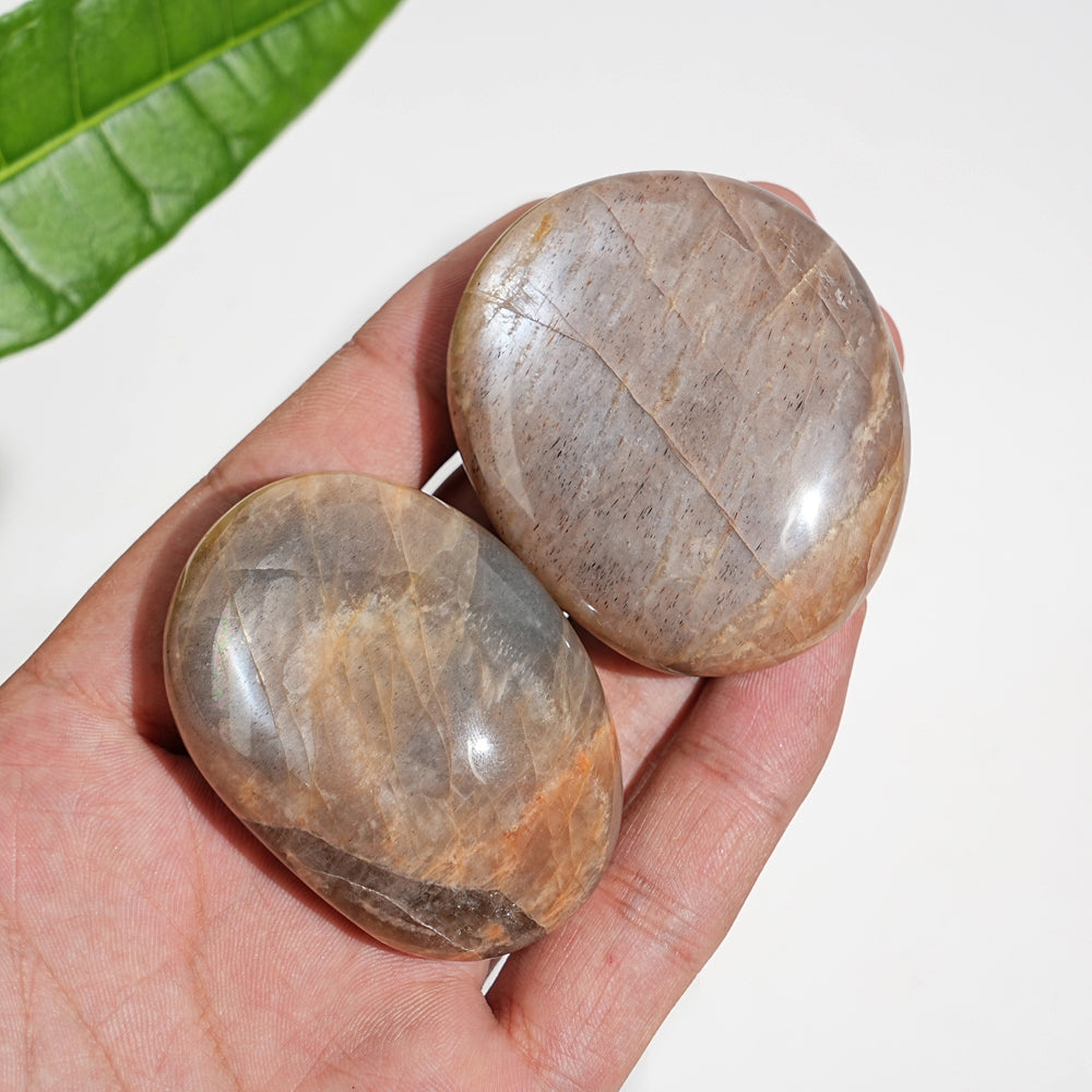 Natural Crystal Peach Moonstone Palm Stone