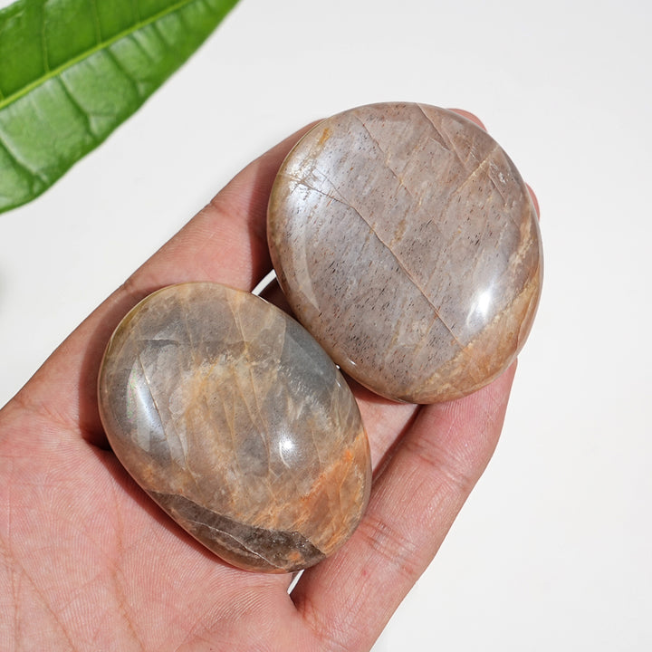 Natural Crystal Peach Moonstone Palm Stone