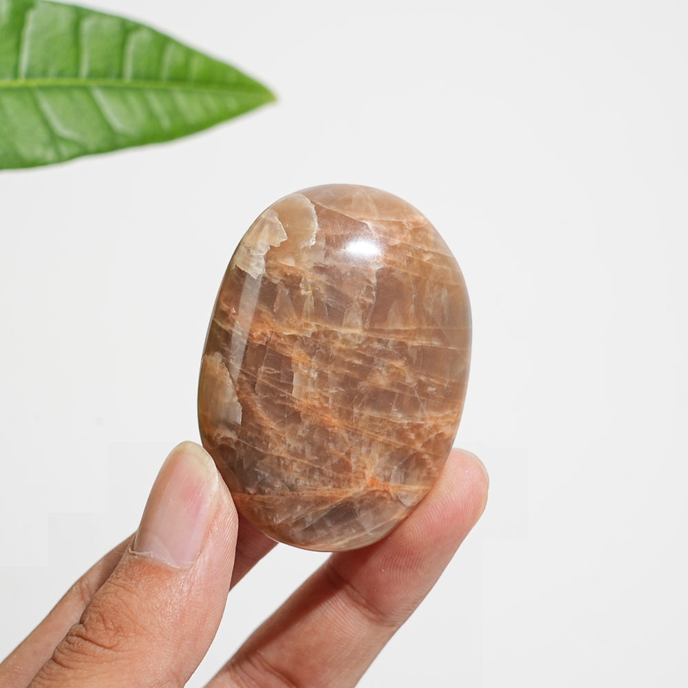 Natural Crystal Peach Moonstone Palm Stone