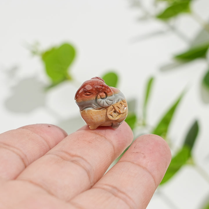 Natural Crystal Cute Alashan Agate Coin Sheep