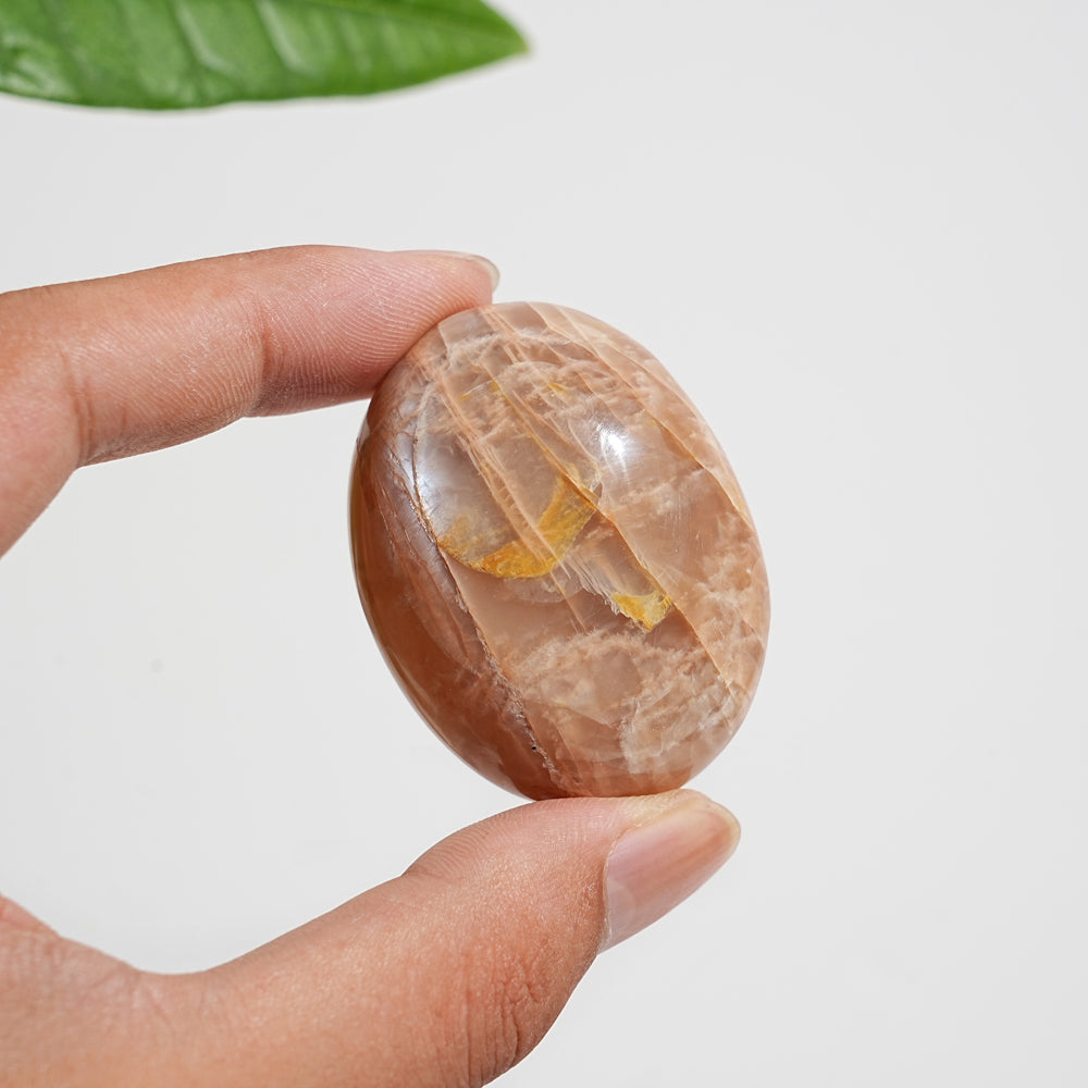 Natural Crystal Peach Moonstone Palm Stone