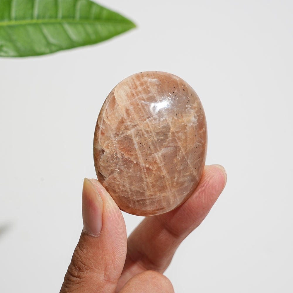 Natural Crystal Peach Moonstone Palm Stone