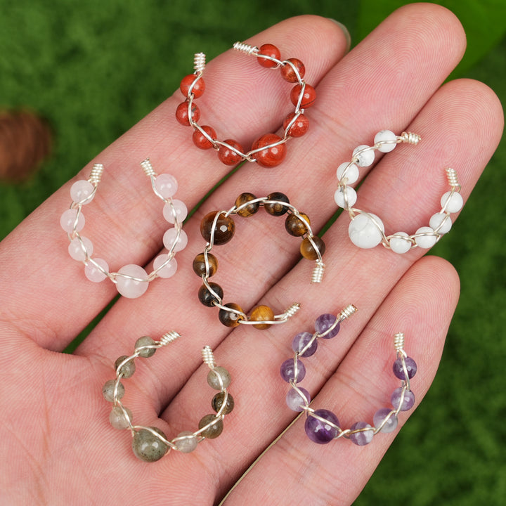 Natural Wound Crystal Bead Ring