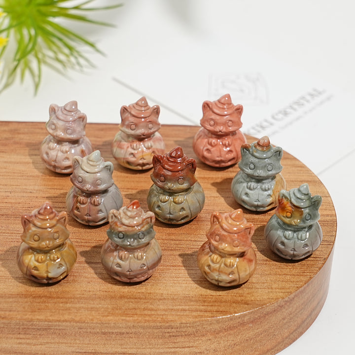 Natural Crystal Carving Alashan Agate Pumpkin Cat