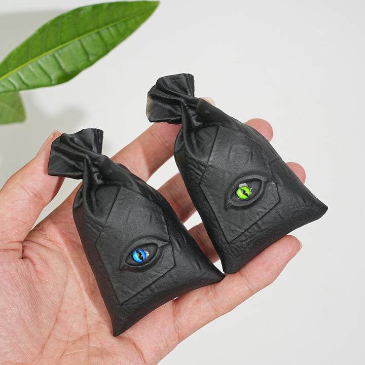 Natural Crystal Carving Black Obsidian Eye Candy Bag