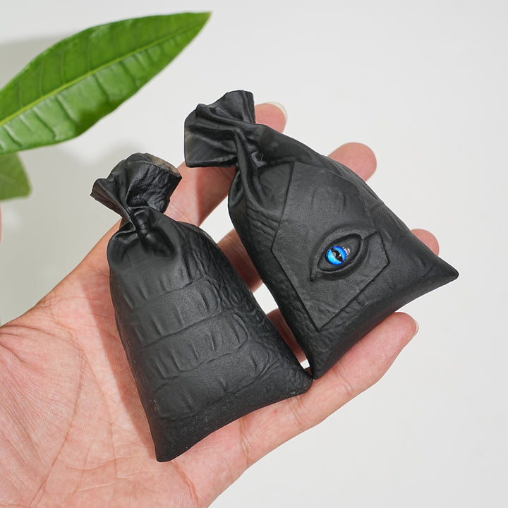 Natural Crystal Carving Black Obsidian Eye Candy Bag