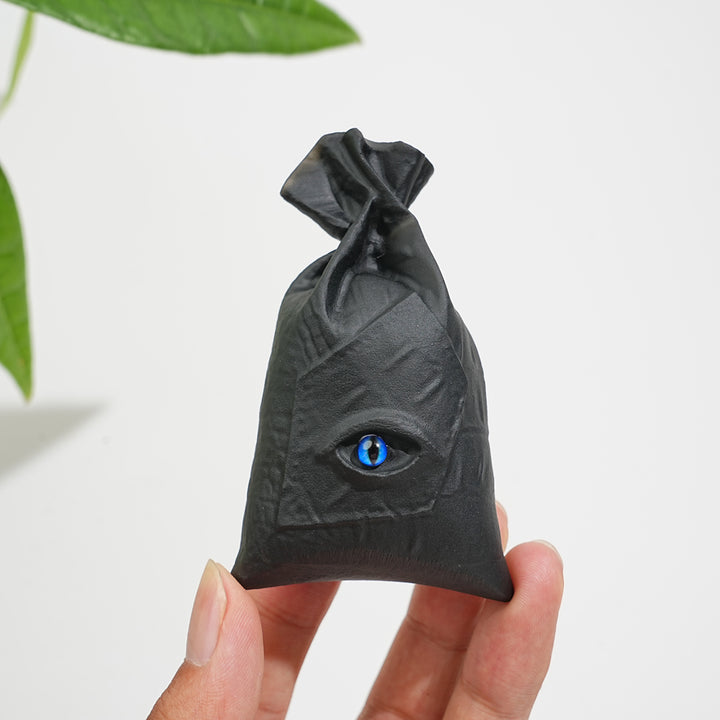 Natural Crystal Carving Black Obsidian Eye Candy Bag