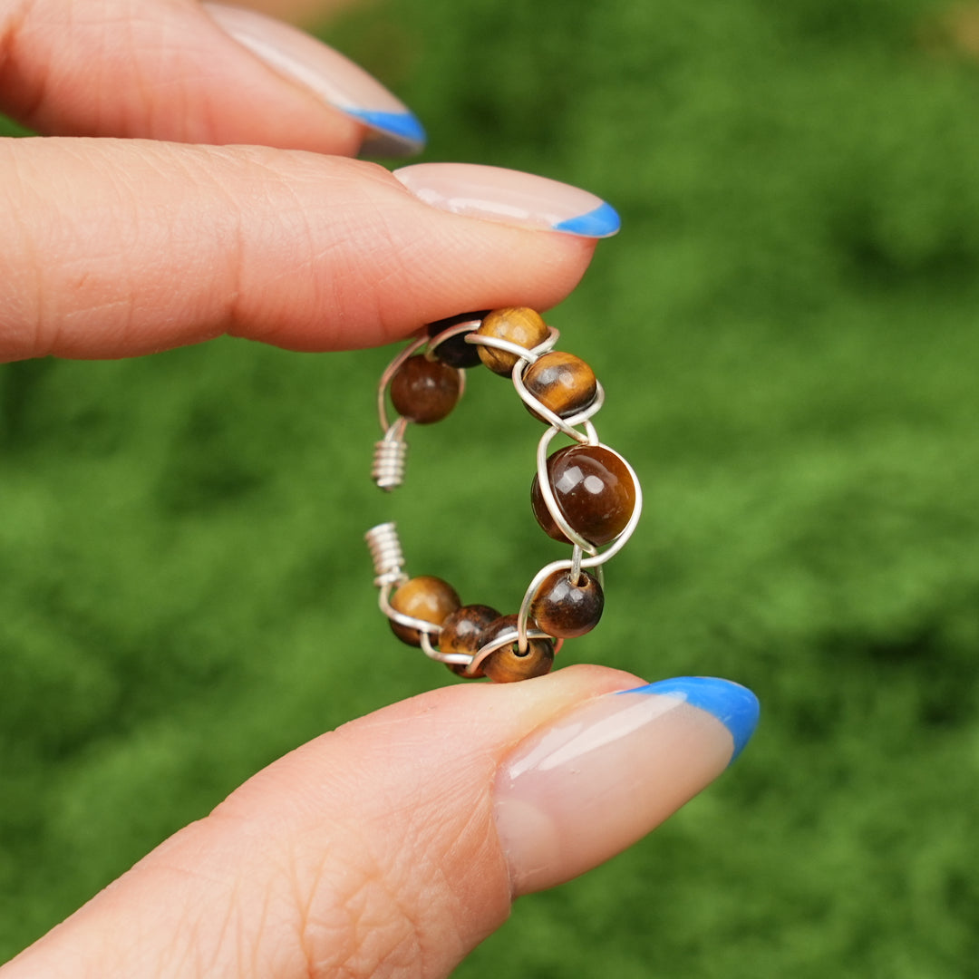 Natural Wound Crystal Bead Ring