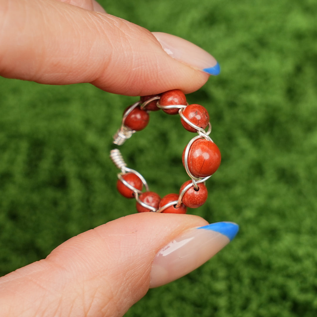 Natural Wound Crystal Bead Ring
