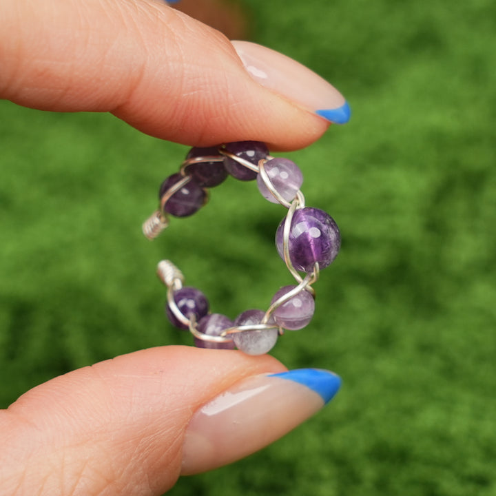 Natural Wound Crystal Bead Ring
