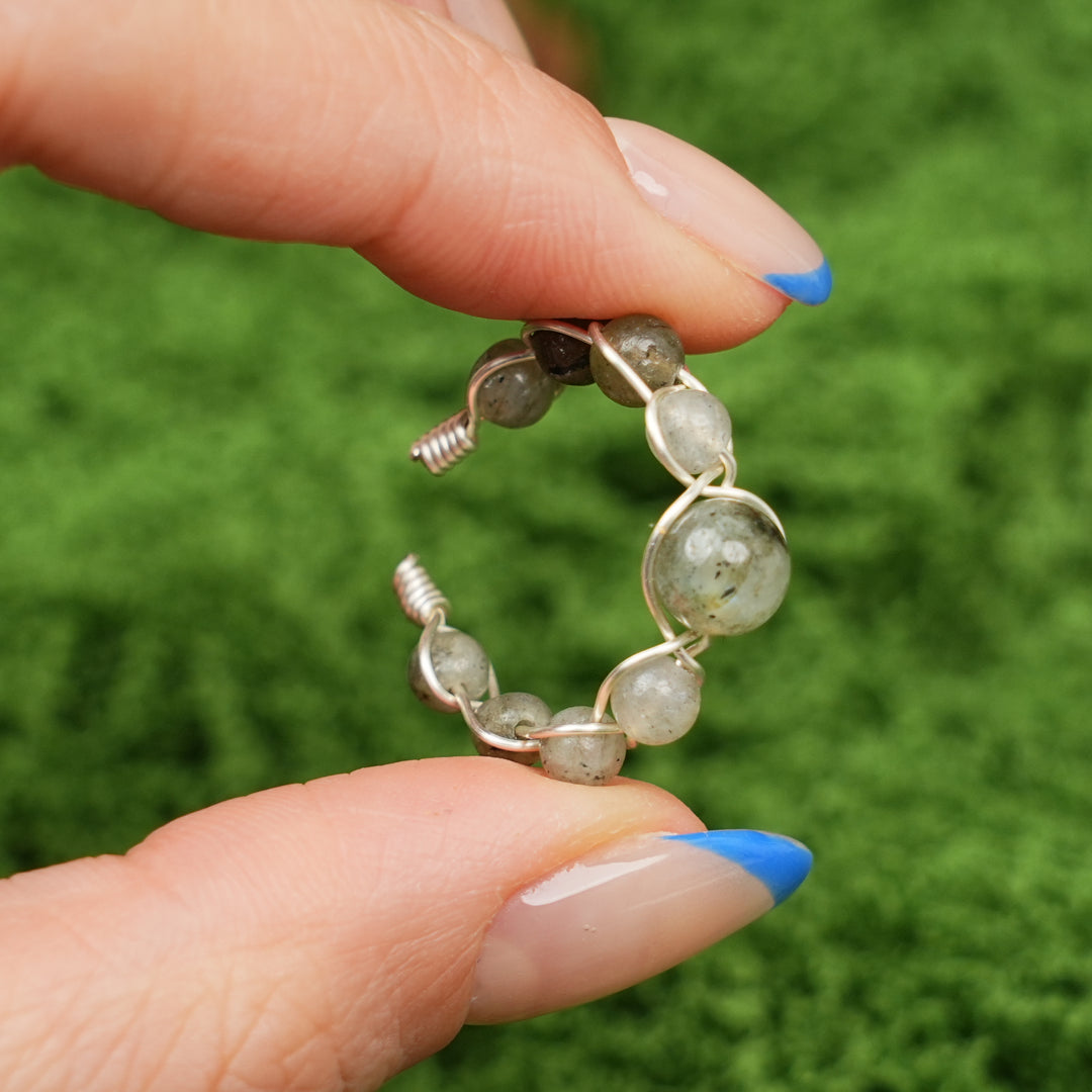 Natural Wound Crystal Bead Ring