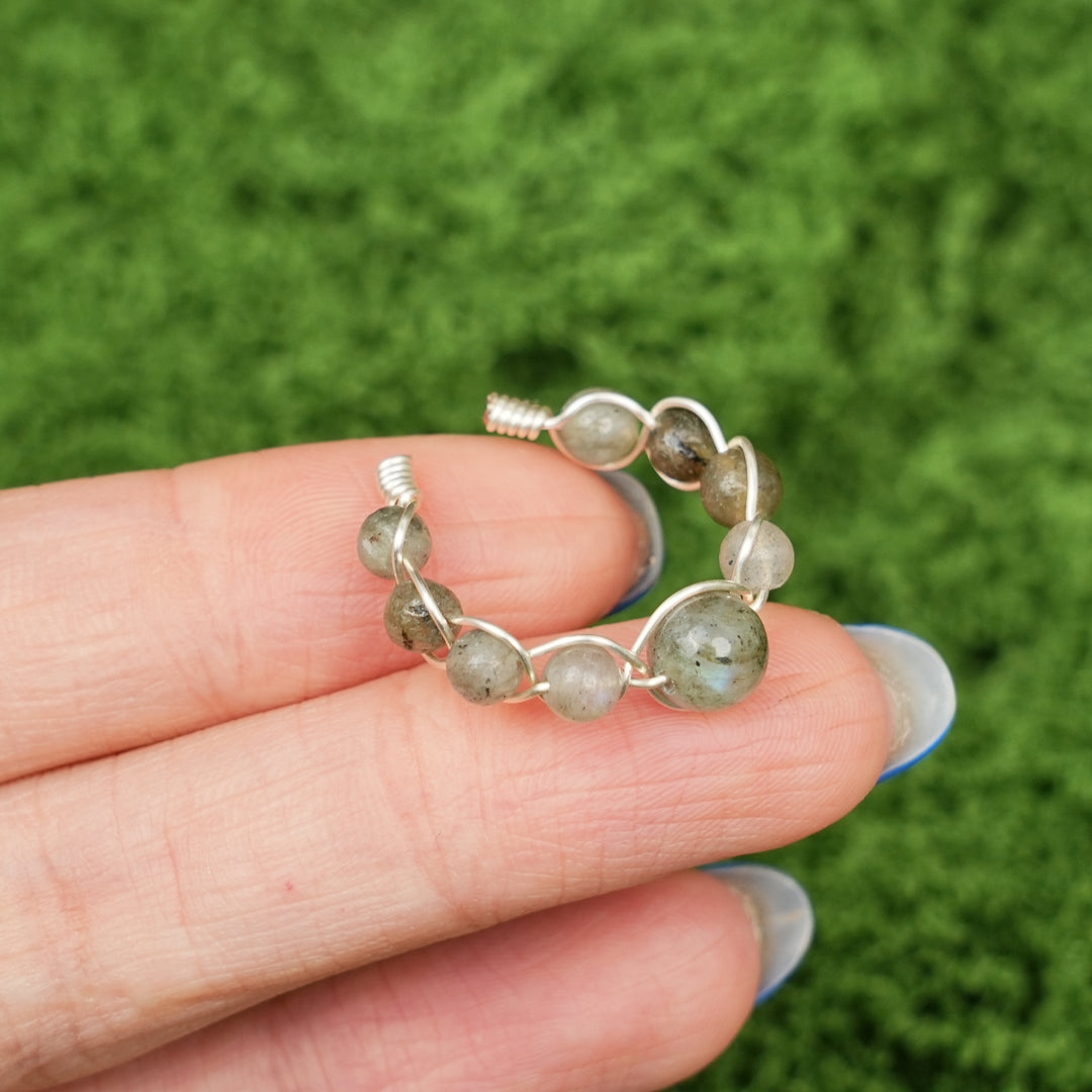 Natural Wound Crystal Bead Ring