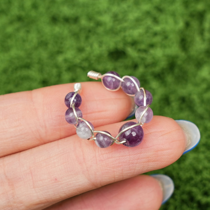 Natural Wound Crystal Bead Ring