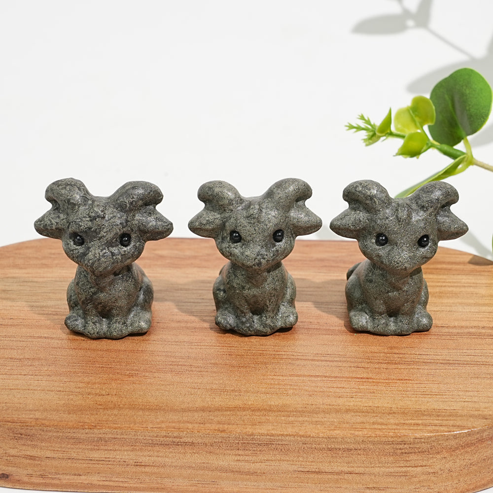 Natural Crystal Sitting Goat Carving