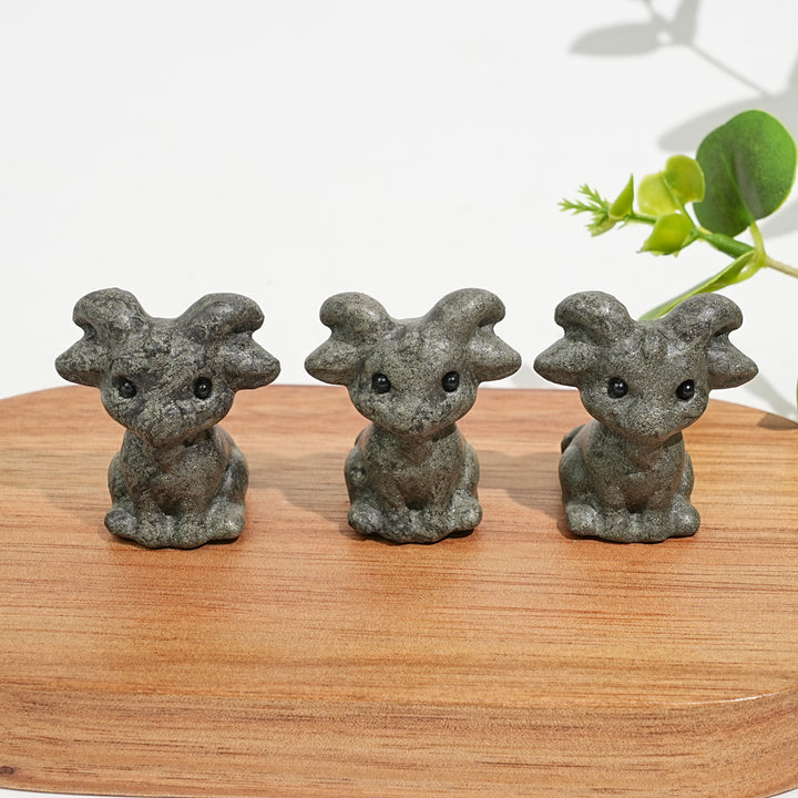 Natural Crystal Sitting Goat Carving