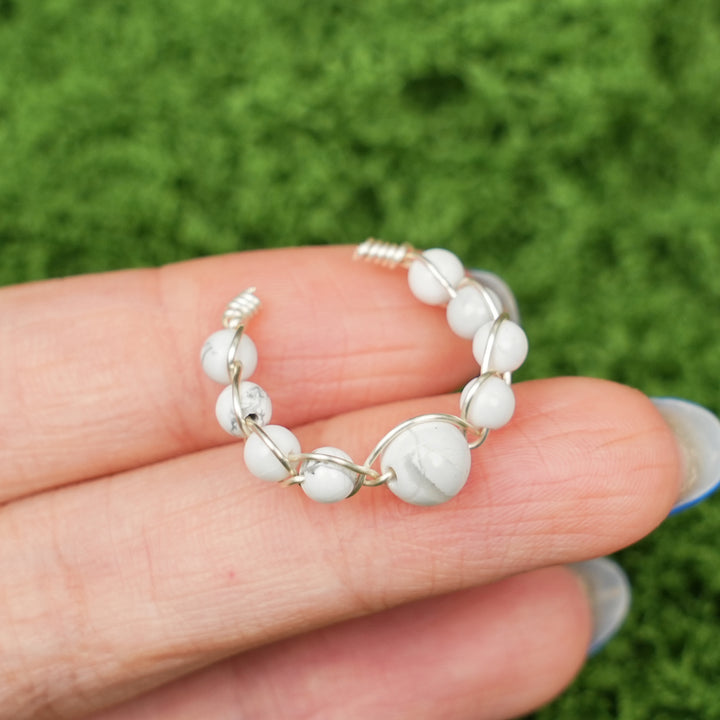Natural Wound Crystal Bead Ring